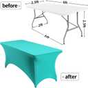 Peomeise 6FT Spandex Table Cover Rectangular Stretch Spandex Tablecloth (Turquoise,6FT), 72" x 30"