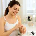 10Packs 10ml/0.33Oz Empty Frosted Glass Cosmetic Containers Refillable Sample Glass Jars with Leak Proof Black Lids Small Round Makeup Bottles for Lip Scrub Balm Lotions Sample Eye Creams DIY