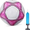 Soccer Ball Size 3 Soft PU for Practice Training Gift Boys Girls Kid Come with Pump and Needle (Pink)