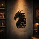 Dragon Metal Wall Decor, Medieval Dragon Wall Decor, Head Metal Wall Art Outdoor, Medieval Decor Fantasy Decorations, Decoration for Living Room Bedroom Man Cave (20 * 15)