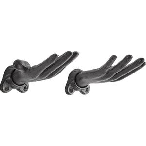 Danya B. "Palms Up Dark Brown Cast Iron Wall Mount Hook Set (Set of 2), Entryway Hooks or Unique Room Dcor for Hanging Coats, Purses, Scarves, or Jewelry