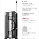 Carry On Luggage with Spinner Wheels, 8010S Aluminum Frame Zipperless Polycarbonate Hard Shell Suitcase (ZX-Core, Charcoal Metallic, 20 Inch)