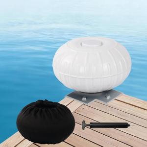 Dock Bumpers Wheel, Dock Corner Bumper Wheel for Docking Pontoon Boat, 12'' Inflatable Dock Fender Wheels,Can Roll Smoothly, Includes Heavy-Duty Hardware, Air Pump and Cover (White, 12 inch diameter)
