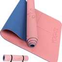 YOGATI Yoga Mat with Strap with Alignment Lines. Home Workout Mat for Women, Men and Kids. Thick Non Slip Yoga Mat for Pilates and Fitness. Brown, Pink and Purple Yoga Mats