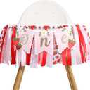 Strawberry 1st Birthday High Chair Banner - Sweet One First Birthday Decorations for Girls, Strawberry and Floral Highchair Banner Berry Sweet 1st Party Decor