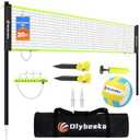 Portable Outdoor Volleyball Net Set for Backyard Beach with Adjustable Poles, Soft PU Volleyball & Pump, Carry Bag and Durable Anti-Sagging Net (20ft, Black)