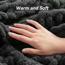 Chunky Knit Throw Blanket, 30''*40'' Knitted Throw Chenille Yarn for Bed Couch, Handmade Dark Grey Crochet Big Thick Blanket, Machine Washable Cute Comfy Blanket for Home Decor