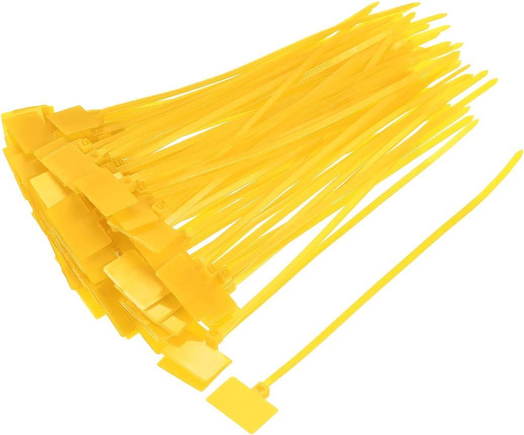 uxcell Cable Zip Ties 6 Inch Label Tag Mark Self-Locking Nylon Wire Strap Yellow 120pcs