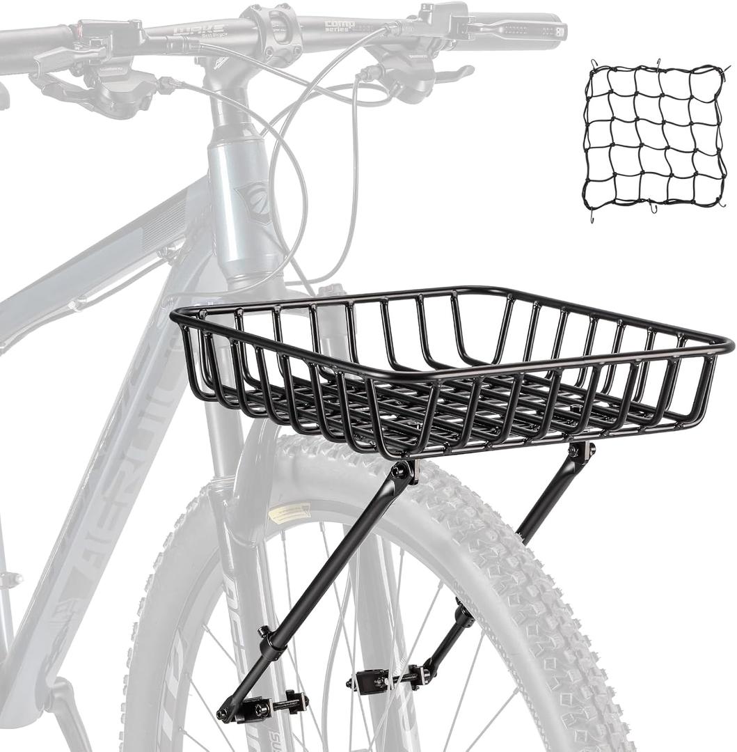 CXWXC Bike Basket Rack - Large Front Bicycle Basket with Struts - Front Mount Aluminium Bike Basket Large Capacity