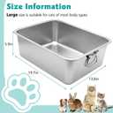 Fhiny Stainless Steel Litter Box with Handle Metal Cat Litter Pan and 4 Non-Slip Pads High Sided Cat Toilet Easy to Clean Odor Control for Kitties Kitty Rabbits（19.7 x 13.8 x 5.9 in ）