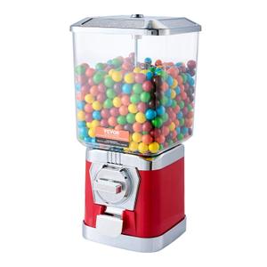 VEVOR Gumball Machine for Kids, 17" H Home Candy Vending Machine, PC Gumball Dispenser, Bubble Gum Machine for Game Stores, Coin Operated Gumball Bank for Toy Capsules Bouncy Balls Candy, Red