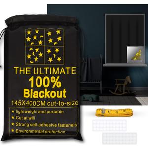 RUseeN Portable Blackout Shades (157" x 57") Travel Window Blackout Curtains, 100% Blackout Material Temporary Blinds for Baby Nursery, Bedroom, Dorm Room, or Travel Use