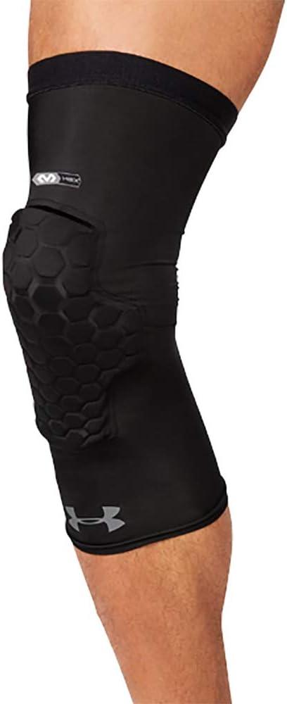 Under Armour Basketball Hex Pad Leg Sleeve, Compression Sleeve with Hex Pad Technology-Basketball,Football,Volleyball & More (Adult- Medium, Black)