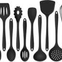Onader Silicone Cooking Utensils Set, 10 Pieces Black Kitchen Utensils for Nonstick Cookware, Non Toxic & Dishwasher Safe