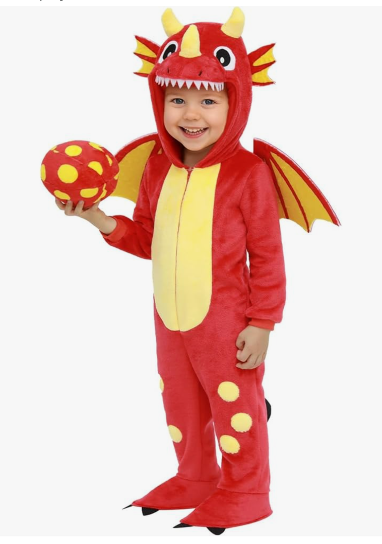 Dinosaur & Monster Costume for Toddlers - 3D Animal Hooded Dress-Up Outfit for Halloween, Cosplay & Parties Small