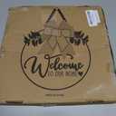 3D Welcome Sign for Front Door | Home/Farmhouse Porch Dcor Wooden Hanging Sign with Artificial Leaves and Rustic Beads | Christmas Classroom |12" Round (Oak_Nature)