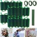 28PCS Floral Foam Garland - 18.4Ft Flower Sponge Blocks Kit,Absorption Flower Holder Arch Door for Wet Dry Fresh Flowers Arrangement for Wedding Garden Home DecorFloral Tape x3, Floral Wire x50 (Green)