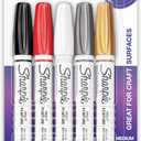 Sharpie Oil-Based Paint Markers, Medium Point, Assorted & Metallic Colors, 5 Count - Great for Rock Painting