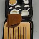 Chinese Tea Pot Cup Set with Tray Infuser - Travel Ceramic Tea set Porcelain Teapot, Portable All in One Bag for Outdoor Picnic Business Hotel (White)