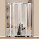 51.18" Extra Tall Cat Gate for Door Way Auto Close, 30"-40" Adjustable Width Pet Gate with 2.75" and 5.5" Extension Kits, No Drilling Pressure Mount Kit, White (30"-40"/76-104cm)