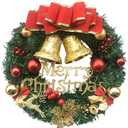 Christmas Wreath Merry Christmas Front Door Ornament Wall Artificial Pine Garland for Party Décor 13 Inches