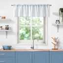 ZJDECOR Cotton Blended Kitchen Curtain Valances for Window, Blue Vertical Stripes on White Light Filtering Cafe Curtain for Home Decor, Farmhouse Window Treatment, Rod Pocket,55" Wx15 L(Pack of 1)