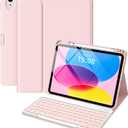 For iPad (A16) 11th/10th Generation Case with Keyboard, 7-Color Backlit, Detachable Keyboard Case for iPad A16 11 inch 2025 & 10th Gen 10.9 inch 2022, Folio Cover with Pencil Holder, Pink
