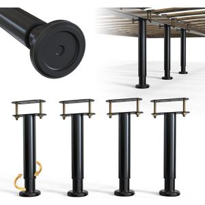 Under Bed Metal Support Legs, Adjustable Height Bed Frame Support Leg, Bed Slat Support Leg for Heavy Duty/Wooden/King/Queen Bed Frame (7"-12.6" (4pcs))