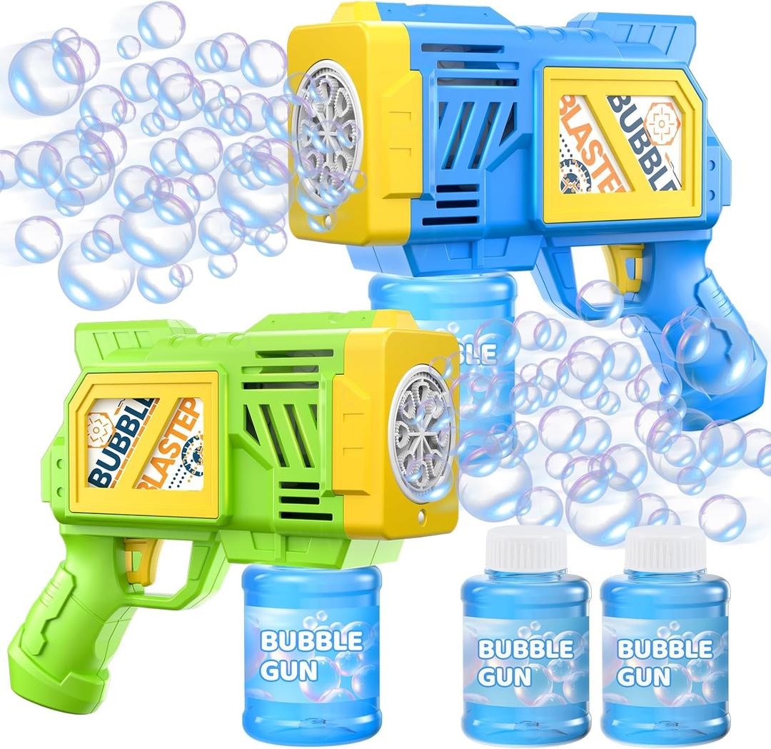 2 Pack Bubble Gun for Kids: Bubble Guns for Kids 4-8| Bubble Machine Gun for Toddlers| Easter Basket Stuffers| Bubble Blaster with Refill Solution| Gifts for Wedding Easter Party Favor
