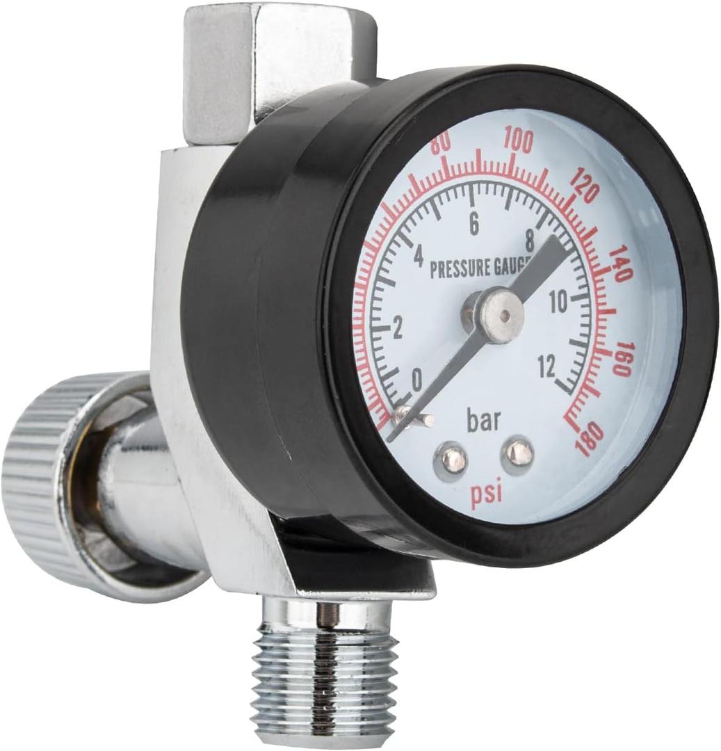 Air Adjusting Valve Regulator with Precision Gauge, Air Pressure Regulator for Spray Painting, Pneumatic Tool, Air Compressor, Spray Equipment, 1/4 NPT, 0-180 PSI