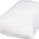 Amazon Basics Queen Pillow Protector with Zipper, 100% Cotton Hypoallergenic, Machine Washable, White, 31 x 21 Inches, Pillows Not Included
