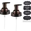 Amolliar Mason Jar Foaming Soap Dispenser Lids, Plastic Pump Rustproof Stainless Steel Lid, Refillable Hand Soap, Kitchen Rustic Farmhouse Decor, Bathroom Accessories, Waterproof Labels, Bronze 2 Pack