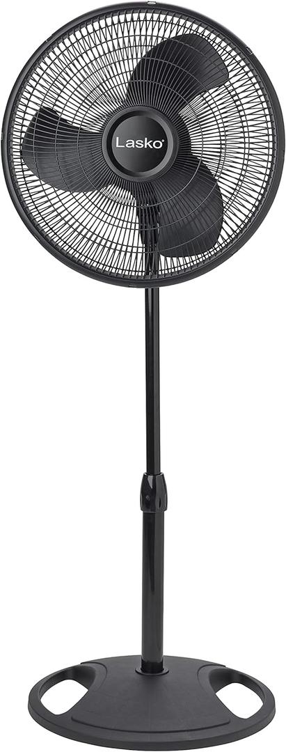 Lasko 2521 16 Inch 3-Speed Quiet Adjustable Tilting Wide-Area Oscillating Standing Pedestal Fan for Bedroom, Kitchen, Home, and Office, Black