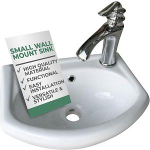 Renovators Supply Manufacturing Dell Wall Mount Bathroom Sink Size 18 * 14 inch. White Ceramic Wall Hung Floating Vessel Sink With Overflow And Single Faucet Hole