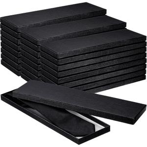 Shinylin 24 Pcs Gift Wrap Tie Boxes Valentines Men Women Sock Scarves Gifts Boxes with Lids 14 x 4.3 x 0.75'' Bulk Cardboard Paper Gift Box for Valentines Birthday Wedding Engagement (Black)