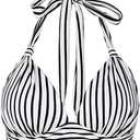 Women's Retro 50s Plaid Pattern Polka Dot Halter Molded Soft Pads Vintage Bikini Swimsuits Tops XL