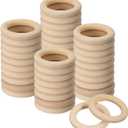 uxcell 80Pcs Natural Wood Rings, 40mm/1.4inch Unfinished Smooth Macrame Circles Wooden Ring for Crafts DIY Projects Macrame Jewelry Pendant Making (7mm Thick)