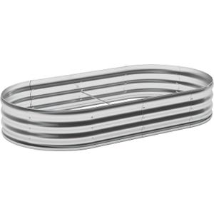 Galvanized Raised Garden Bed Outdoor, 4x1.5x1ft Metal Heavy Duty Planter Boxes for Gardening, Easy Assemble Bottomless Small Oval Plant Container Kit for Vegetable, Flower, Fruit, Silver