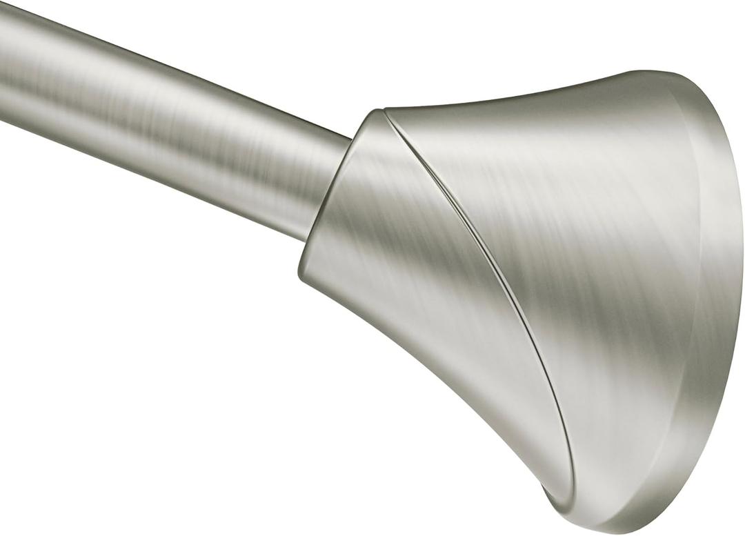 Moen Curved Adjustable Spring Tension No Drill Shower Curtain Rod for Bathroom, Brushed Nickel Finish, CSR2172BN