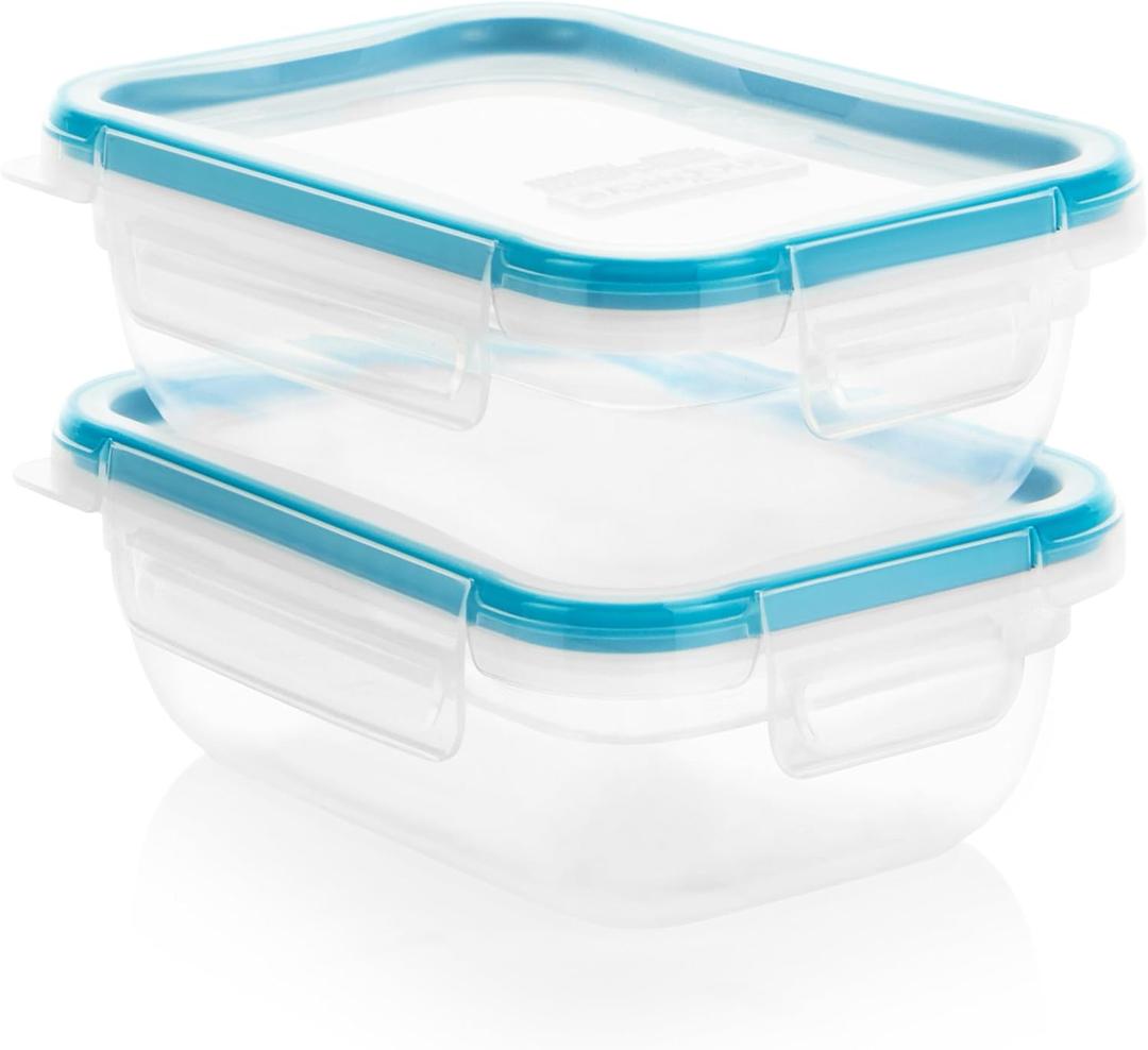Snapware Total Solution 2-Pack (3-Cup) Plastic Food Storage Containers Set, Leakproof & Airtight Locking Lids Tupperware, Non-Toxic BPA-Free Lids, Microwave Dishwasher Freezer Safe