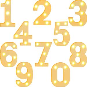 Hortsun 10 Pieces Decorative LED Light up Number Letters White Plastic Marquee Number Light up Sign for Night Wedding Party Decor Birthday Christmas Home Bar Decoration