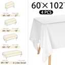 4 Pack Rectangle Tablecloth 60x102 Inch White Washable Polyester Table Cover for Wedding Dining Table Buffet Parties Banquet DecorationWhite