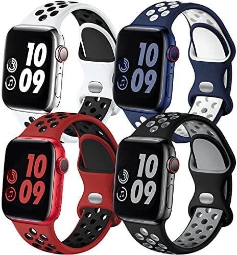 Adorve 2 Pack Compatible with Apple Watch Band 49mm 46mm 45mm 44mm 42mm iWatch Ultra 2 SE Series 10 9 8 7 6 5 4 3 2 1 Women Men,Breathable Sport Silicone Strap, WhiteBlack/RedBlack