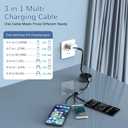 100W Retractable Multi Charging Cable 6A 3in2 MFi Certified iPhone 15 16 Car Charger Cord Retractable Cell Phone Charger with Type C/Micro USB/Lightning for Galaxy iPhone Android Pad MacBook 4FT