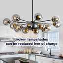 16 Light Glass Globe Chandelier Mid Century Sputnik Pendant Light Fixture Black and Gold Ceiling Light for Living Room Kitchen Dining Room Bedroom Farmhouse