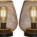 JHY DESIGN Set of 2 Metal Cage LED Lantern Battery Powered Cordless Accent Light with LED Great for Weddings Parties Patio Events for Indoors Outdoors