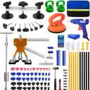 97pcs Dent Puller Kit, Paintless Dent Removal Kit for Dent Repair, Dent Repair Kit with Golden Lifter, Slide Hammer T-Bar, Bridge Puller, Car Dent Puller Kit for Auto Hail Damage Door Ding