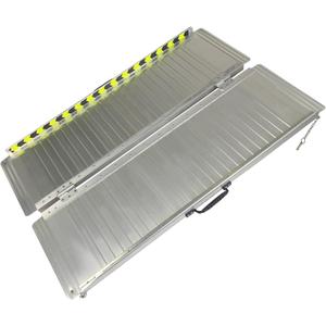 Non-Skid Folding Wheelchair Ramp Utility Mobility Access Threshold Ramp Portable Aluminum Foldable Wheelchair Ramp for Home Steps Stairs Doorways Scooter (Single, 4 Foot)