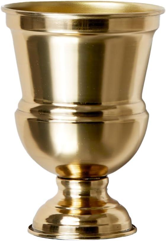 Serene Spaces Living Decorative Gold Vase Urn, Gold Vases for Centerpieces, Metal Vase Use for Home Decor, Wedding, Parties, Floral Arrangements, Measures 5.5" Diameter & 7.5" Tall