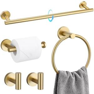 Amazon.com: TQKAG 5 Piece Bathroom Accessories Set Brushed Gold Bathroom Hardware Set 23.6 Inch Bath Towel Bar Set SUS304 Stainless Steel Towel Rack Set : Tools & Home Improvement